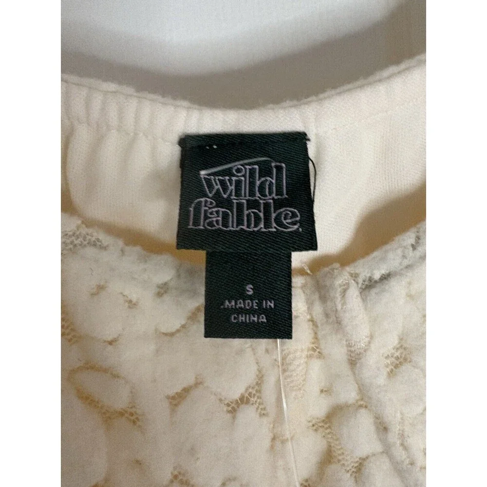 Wild Fable Cream Beige Floral Lace Square Neck Bodysuit Sze S 0445 Romantic - Picture 3 of 6